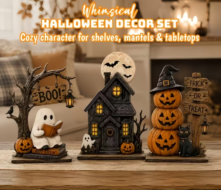 Wooden Spooky Shelf Decor