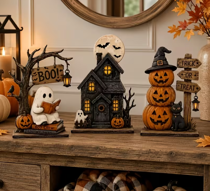 Wooden Spooky Shelf Decor