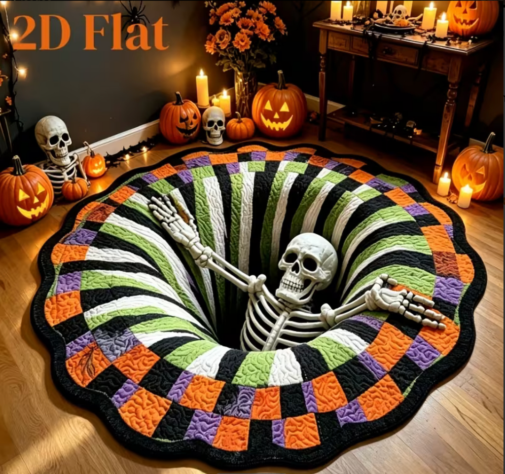 3D Halloween Skeleton Hole Floor Mat