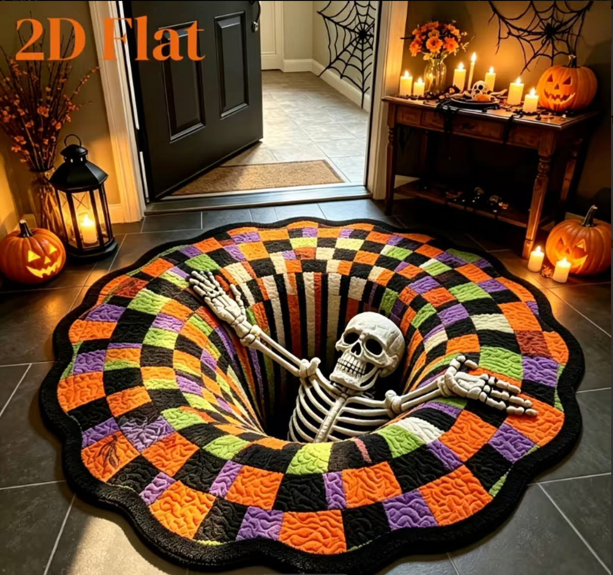 3D Halloween Skeleton Hole Floor Mat
