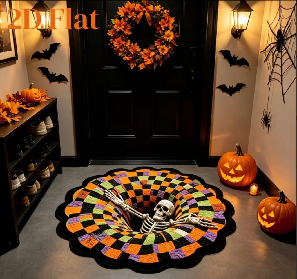 3D Halloween Skeleton Hole Floor Mat